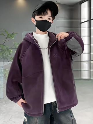 男童奥粒绒外套秋冬款连帽上衣男孩冬季夹棉外套#男童奥利绒外套 #男童秋冬外套 #保暖外套 #秋冬穿搭 #高品质童装