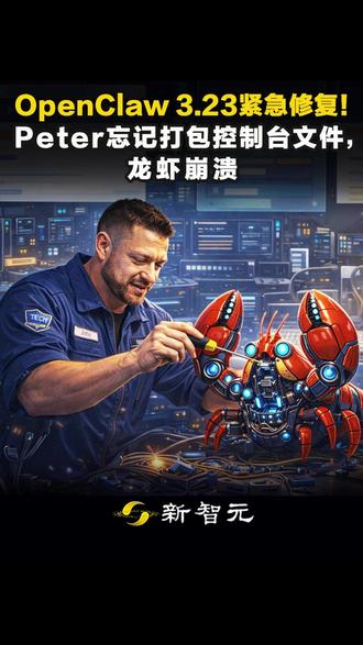 OpenClaw 3.23紧急修复!Peter忘记打包控制台 OpenClaw之父Peter发布3.22时漏掉控制台资源包,导致用户升级后控制台白屏、六大插件集体失效。不到一天紧急推3.23修复。连顶级开源项目都是草台班子,AI时代创意才是第一生产力。