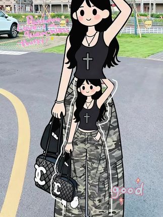 嘻哈风迷彩工装弯刀牛仔裤女2025秋季新款高腰宽松显瘦美式休闲裤#嘻哈风#迷彩裤穿搭 #酷女孩穿搭 #小众时尚#百搭裤子