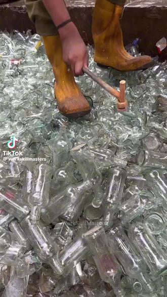 印度回收玻璃再制作的全过程