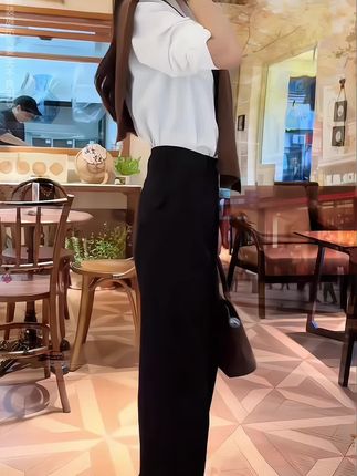 #早秋黑白灰穿搭测评#梨形身材秋天怎么穿#显瘦穿搭 #穿搭 #衬衫披肩直筒裤两件套