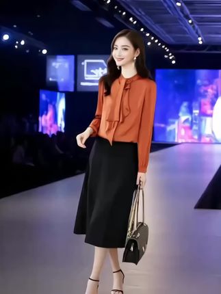 时尚飘带重磅真丝衬衫女长袖春装新款气质桑蚕丝显瘦上衣#女性穿搭 #时装搭配 #女装穿搭 #穿出自信穿出美丽 #长袖衬衫穿搭