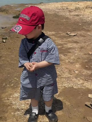 男童夏装套装儿童2025新款韩版帅气洋气衬衫女宝宝薄款短袖两件套#童装 #男童套装