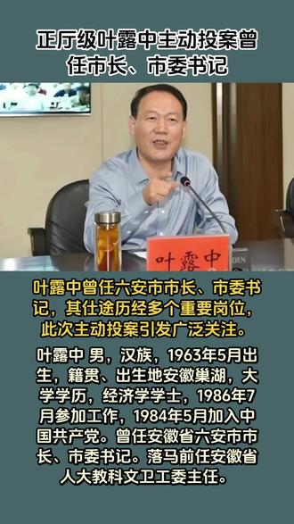 正厅级叶露中主动投案