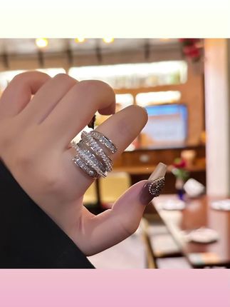 #饰品 小众设计感锆石缠绕多层戒指不规则高级感个性宽版开口食指戒配饰#戒指 #开口戒指 #戒指女 #配饰