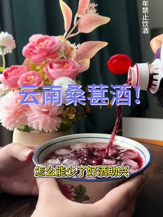 云南桑葚酒,酒度12度,入口不苦不涩,微微带甜,果香浓郁#桑葚酒 #果酒