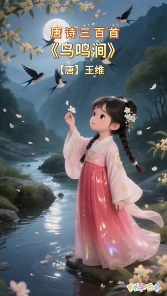 #古诗词经典诵读 第100集 | 《鸟鸣涧》唐·王维,《鸟鸣涧》是唐代诗人王维所作的一首五言绝句,全诗描绘了春夜空山幽静而美丽的景色,整首诗以静为主,又不失动感,极似一幅风景写生画。#国学古诗 #古诗词 #每日分享 #国风汉服