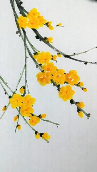 国画迎春花的画法#国画教程 #零基础学画画 #国画花鸟#国画#一看就会