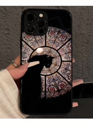 #苹果手机壳 肤感玻璃适用苹果16pro手机壳iPhone15华为p巴洛克彩窗猫咪m/ate70,#苹果15手机壳 #苹果14手机壳 #苹果13手机壳 #苹果12手机壳