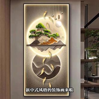 入户门玄关挂画过道走廊背景墙装饰画墙画九鱼荷花壁画 #居家好物 #家居好物 #装饰画 #玄关装饰画 #用中式美学打开夏天 入户门玄关挂画过道走廊背景墙装饰画墙画九鱼荷花壁画