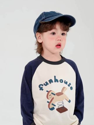 插肩袖儿童T恤,卡通印花可爱又好搭 #高品质童装 #男童穿搭 #秋季穿搭  #春秋穿搭  #初秋韩系穿搭已就位