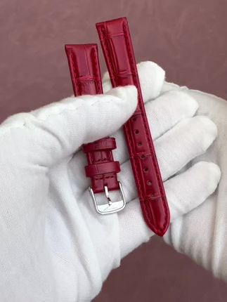 适配表带黛绰维纳系列L5.255女款竹节纹红色蝴蝶扣真皮女表 适配表带黛绰维纳系列L5.255女款竹节纹红色蝴蝶扣真皮女表带15mm#浪琴女款机械表 #浪琴女款四针月相 #浪琴黛绰维纳小方表