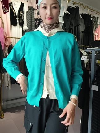 假两件撞色针织衫女士春秋冬季新款洋气毛衣开衫连帽慵懒风上衣 #谁穿谁好看 #喜欢就关注我吧