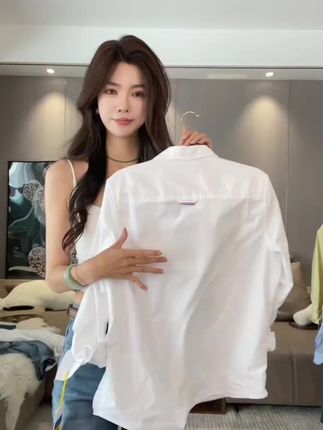 长袖翻领不起球休闲白色打底百搭春衬衫纯棉衬衣宽松白色衬衫#百搭衬衫 #宽松衬衫 #白色衬衫 #休闲衬衫 #翻领衬衫