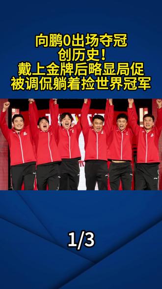 向鹏0出场夺冠创历史!戴上金牌后略显局促,被调侃躺着捡世界冠军
