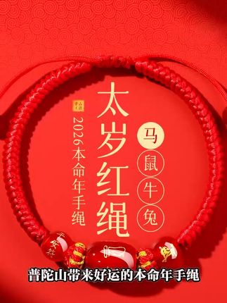 普陀山红绳手链2026马本命年护身符