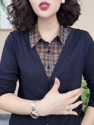 2025秋季新款气质洋气时尚百搭显瘦假两件女士打底衫#夏季穿搭#高级感穿搭#气质穿搭#今日穿搭#显瘦穿搭