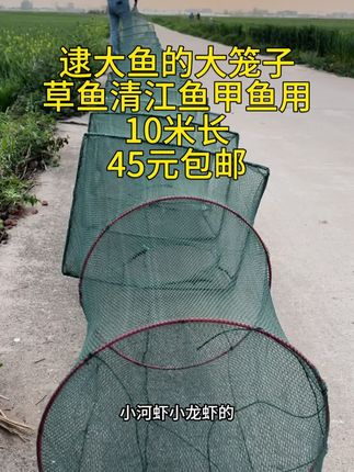 笼子虽然大,价格却便宜,10米长的大笼子45元一条就能包邮到家。#虾笼 #渔网 #逮鱼摸虾#农村生活 #我的乡村生活
