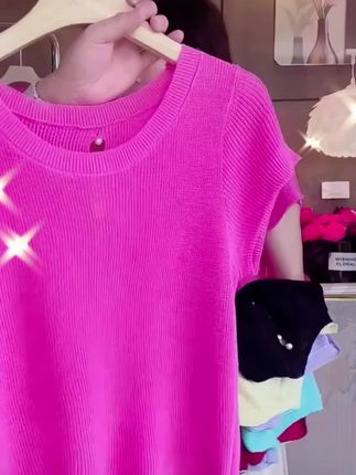 小众女装薄款冰丝针织衫女2025新款夏天设计感上衣粉色网红爆款女#甜美穿搭 #出游穿搭