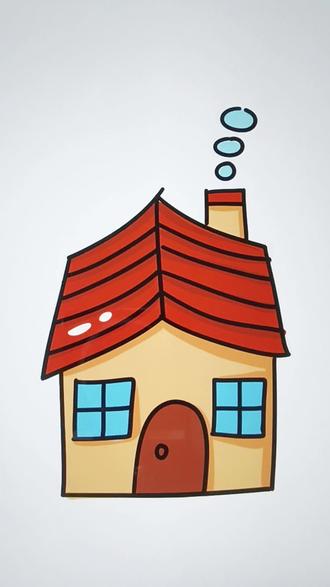 用汉字画立体房子#简笔画