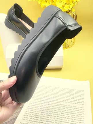 酒店工作鞋女黑色软底制服大码女鞋厚底大头皮鞋面试豆豆妈妈鞋子#工作鞋不累脚 #大头鞋推荐 #女鞋分享 #黑色工作鞋子