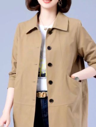风衣女春秋2025早春中长款小个子减龄气质中老年妈妈休闲大码外套