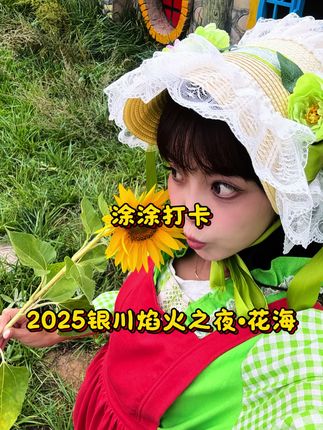 #2025银川焰火之夜花海艺术节#永宁花海艺术节#银川双节去哪玩  完蛋啦,是哪个老小孩掉到向日葵的海洋里啦!(广告)