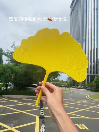 好喜欢我的扇子!#扇子 #银杏叶 #玩个很新的东西