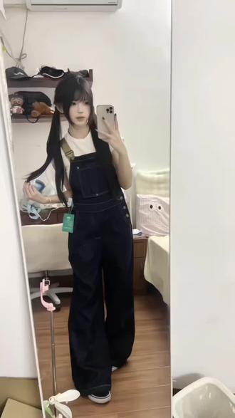 BRN美式复古牛仔背带裤女春季2025年新款慵懒宽松显瘦拖地连体裤