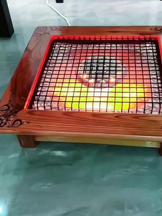 【人离断电款】家用桌下取暖器实木烤火盆节能实木烤火箱电火炉节能