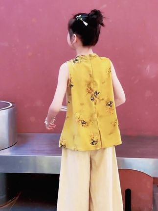 女童夏装国风套装2025新款儿童装洋气旗袍女大童夏季新中式两件套#童装 #女童套装 #两件套 #儿童套装 #新中式两件套