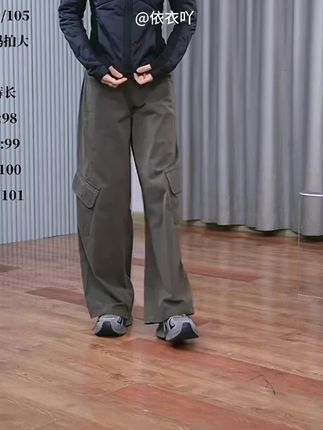 正版时尚潮流绿色工装裤女秋季美式辣妹休闲宽松百搭阔腿拖地裤子#宽松遮胯 #显高显瘦显腿长 #高端大气#高级感穿搭 #优雅气质