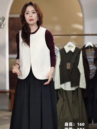 几里与麻 森系文艺宽松休闲马甲 衣长54胸围104 2091050#高级穿搭#今日分享#马甲 #几里与麻 #小众设计感