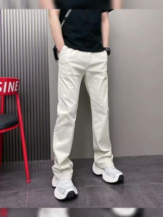 2025年夏季薄款青年宽松百搭简约直筒长裤潮流痞帅微喇牛仔裤男士#休闲裤 #牛仔裤 #夏季穿搭 #夏季新款