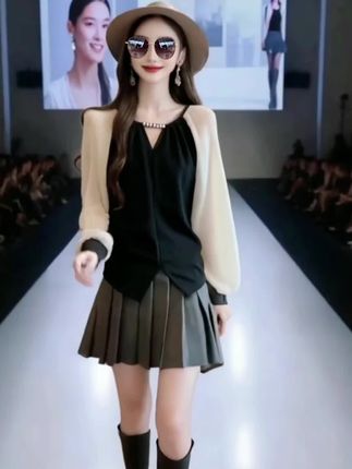 大码女装遮肚子小香风正肩衬衫春秋胖妹妹显瘦长袖打底衫上衣#上衣#衬衫#打底衫#早秋穿搭#春秋穿搭