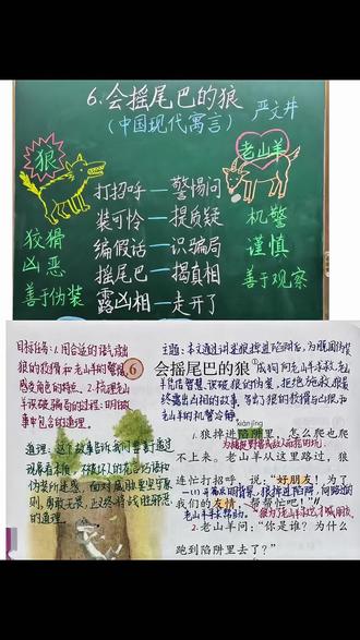 三下语文《会摇尾巴的狼》课堂笔记#小学语文 #课堂笔记 #会员摇尾巴的狼