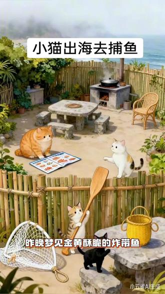 小猫没在家,小猫出海了,去捕鱼啦#出海捕鱼 #萌宠出道计划 #抖音二创激励计划 #上热门🔥