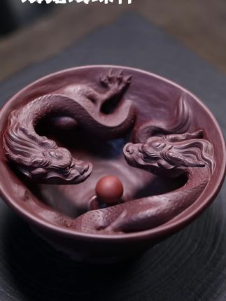 人在知足的时候最富有,也在珍惜的时候最幸福 #茶生活 #紫砂杯 #紫砂双龙杯 #龙杯 #主人杯