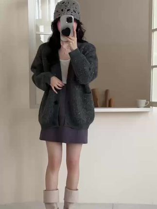 上新啦~miu系慵懒风针织外套 档口批发价直发 #韩系穿搭 #慵懒风穿搭 #ootd穿搭
