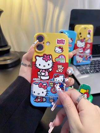 可爱卡通kitty镜子支架适用苹果16promax手机壳华为vivo小米oppo#可爱卡通kitty手机壳