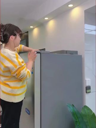 冰箱顶上容易积灰,用这个防尘罩,两边还可以放小东西,实用又美观!#冰箱防尘罩 #防尘罩 #收纳整理