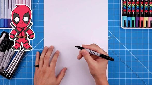 想画死侍?今天手把手教你画卡通角色 #画画 #一起学画画 #每日一画 #跟着抖音学画画