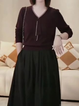 【80-160斤】早秋新款极简风长袖衫百搭秋季毛针织衫针织V领毛衣888