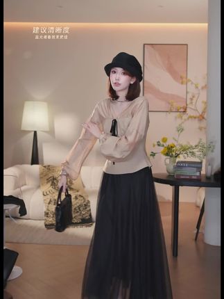 【芝士Cheese】摘星夜曲 常规套头V领纯色法式修身秋季长袖雪纺衫#爆款热卖中 #穿的美美哒 #穿出自己的风格 #时髦精 #面料柔软舒适