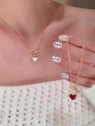铜合金项链 秋冬韩系精致双面滴油爱心项链女轻奢高级感毛衣链#精致饰品 #秋冬饰品 #毛衣链 #高级感项链 #时尚项链