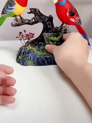 #爆款热卖中、声控感应仿真鹦鹉会说话摆件、这款学说话的智慧小鸟是陪伴老人的好伙伴,老人一个人在家时常会感到孤独无聊。这款智慧小鸟可以陪老人解问,它会有记忆功能,你说什么它就说什么,只要有声音感应它就会自己发出悦耳的鸟鸣声、让老人不再孤单。无论大人小孩都 会被它的可爱吸引到、特别的有趣。 这款智慧小鸟还是一个很好的园林摆件,摆在家里或者花园里都很有档次,快来给家里的老人小孩带回家吧!#好的陪伴会像阳光一样照进你的心
