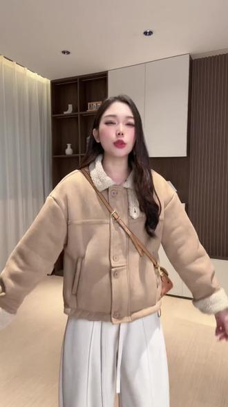 2025年冬季新款复古小个子皮毛一体美拉德韩版仿羊羔毛外套女#每日穿搭#品质女装#做个美美的小仙女#显瘦#谁穿谁好看系列