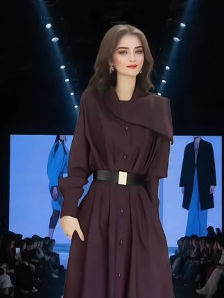 送腰带气质优雅长袖连衣裙!#时尚穿搭 #面料柔软舒适 #穿出自己的风格 #穿出自信穿出美丽 #今日分享