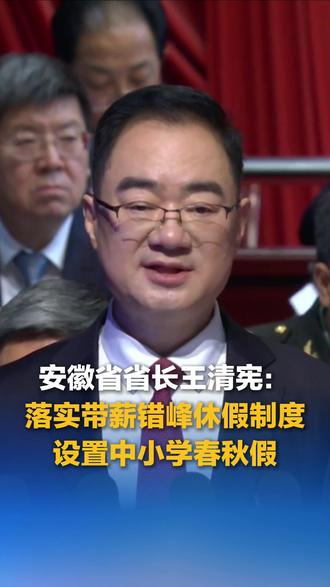 安徽省省长王清宪:落实带薪错峰休假制度 设置中小学春秋假