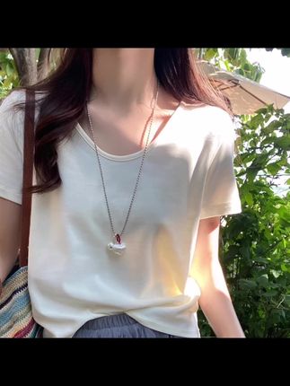 v领宽松t恤短袖女凉感百搭小个子打底T恤#百搭上衣#v领宽松上衣 #百搭上衣#简单大气 #简单t桖